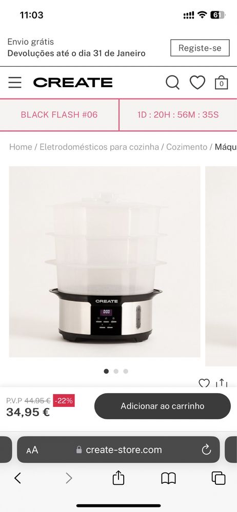 Maquina Cozinhar a Vapor CREATE