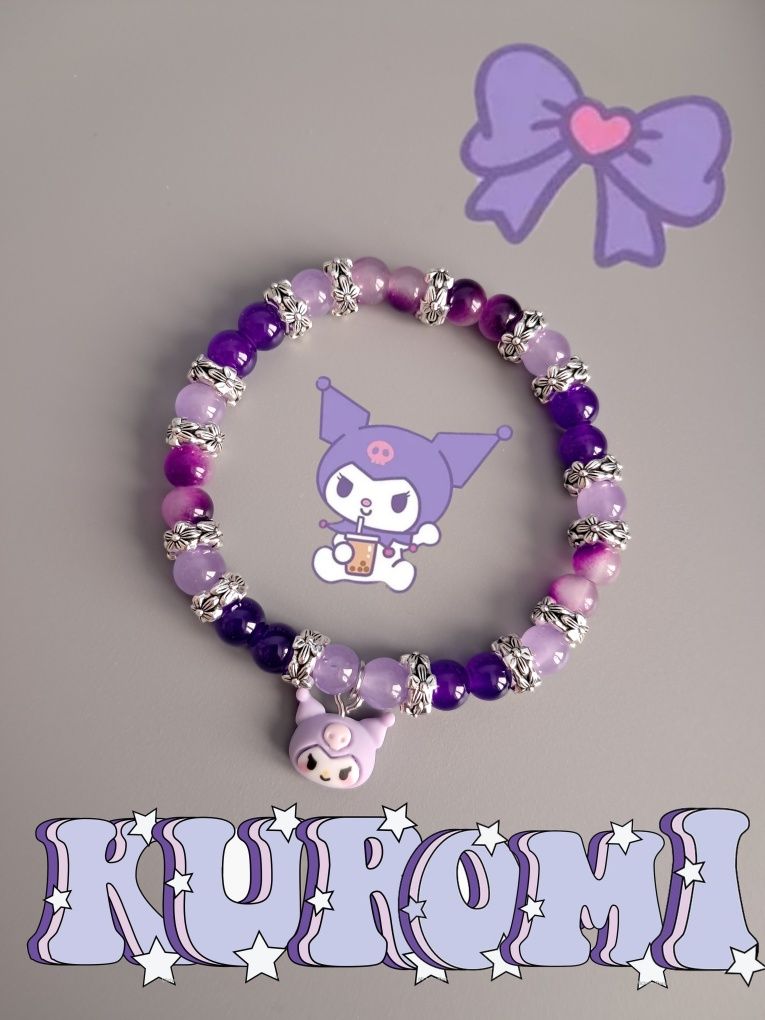 Fioletowa Kuromi bransoletka handmade