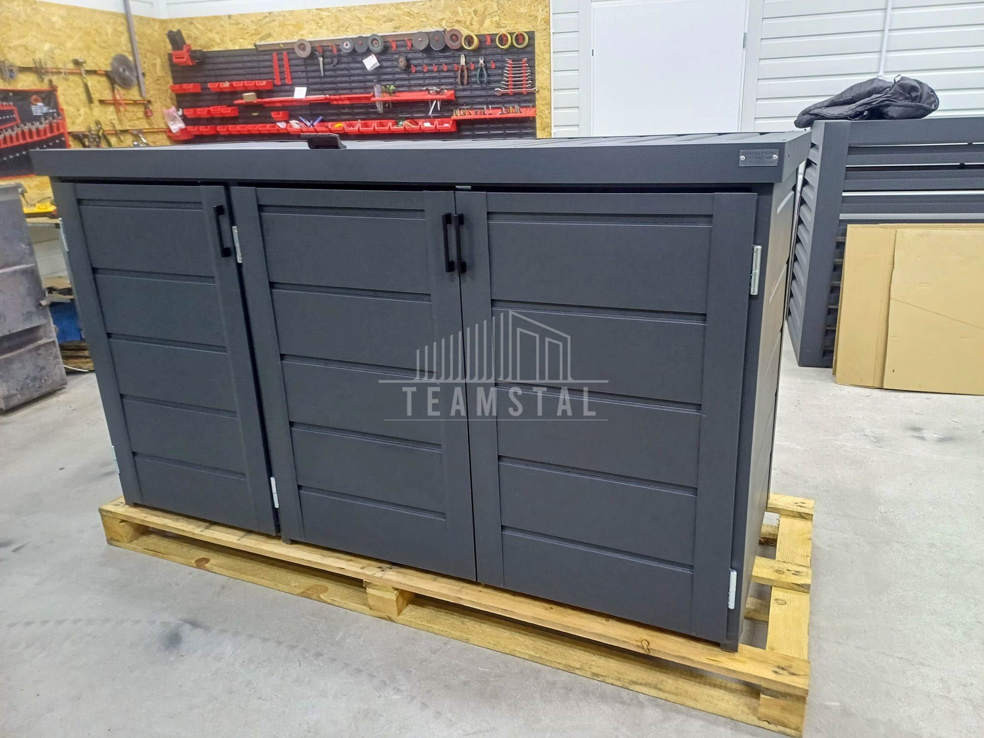 Zabudowa koszy na śmieci wiata obudowa 207x80x120 cm 3x240L TS1015