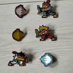 Street Fighter metalowe przypinki, Ryu, Ken, Sagat