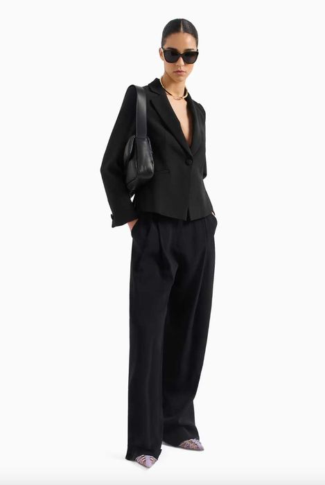 Emporio Armani Oversized baguette шкіряна дута сумка