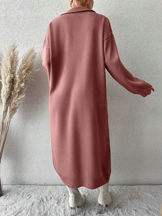 Sukienka Dzianinowa Sweterkowa Maxi Dusty Pink Shein Uni