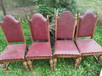 4 krzesła stylowe ciężkie dębowe komplet retro vintage