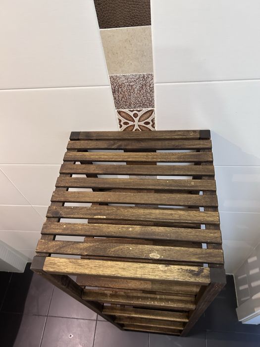 Estante movel alto madeira ripas 6 prateleiras iKEA