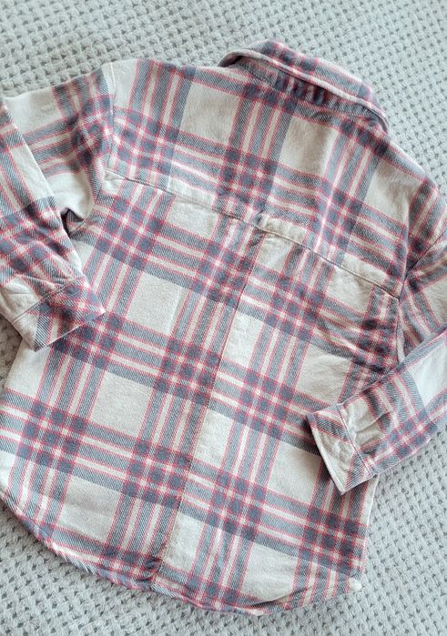 Kremowa bawełniana koszula dla dziewczynki w krate rozm. 116