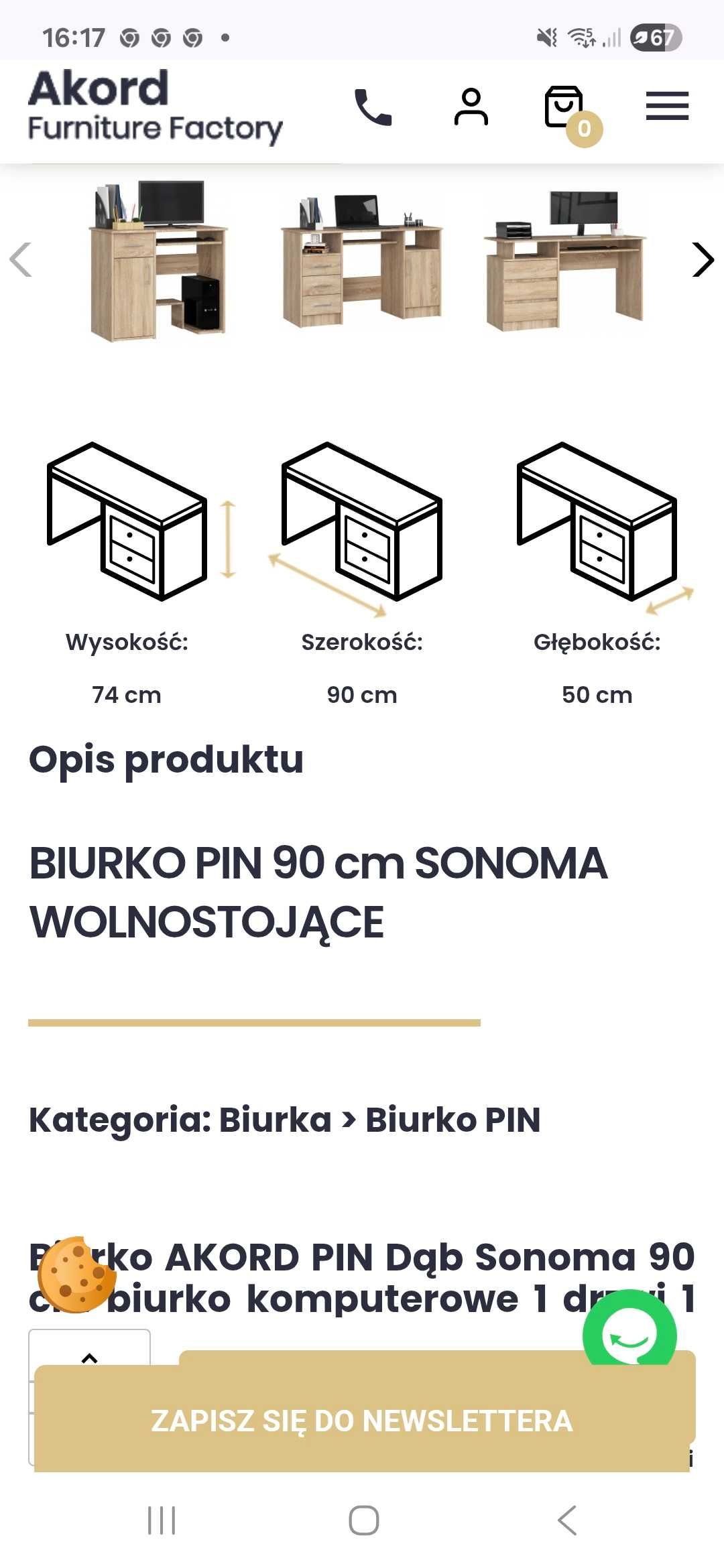 Biurko dab sonoma
