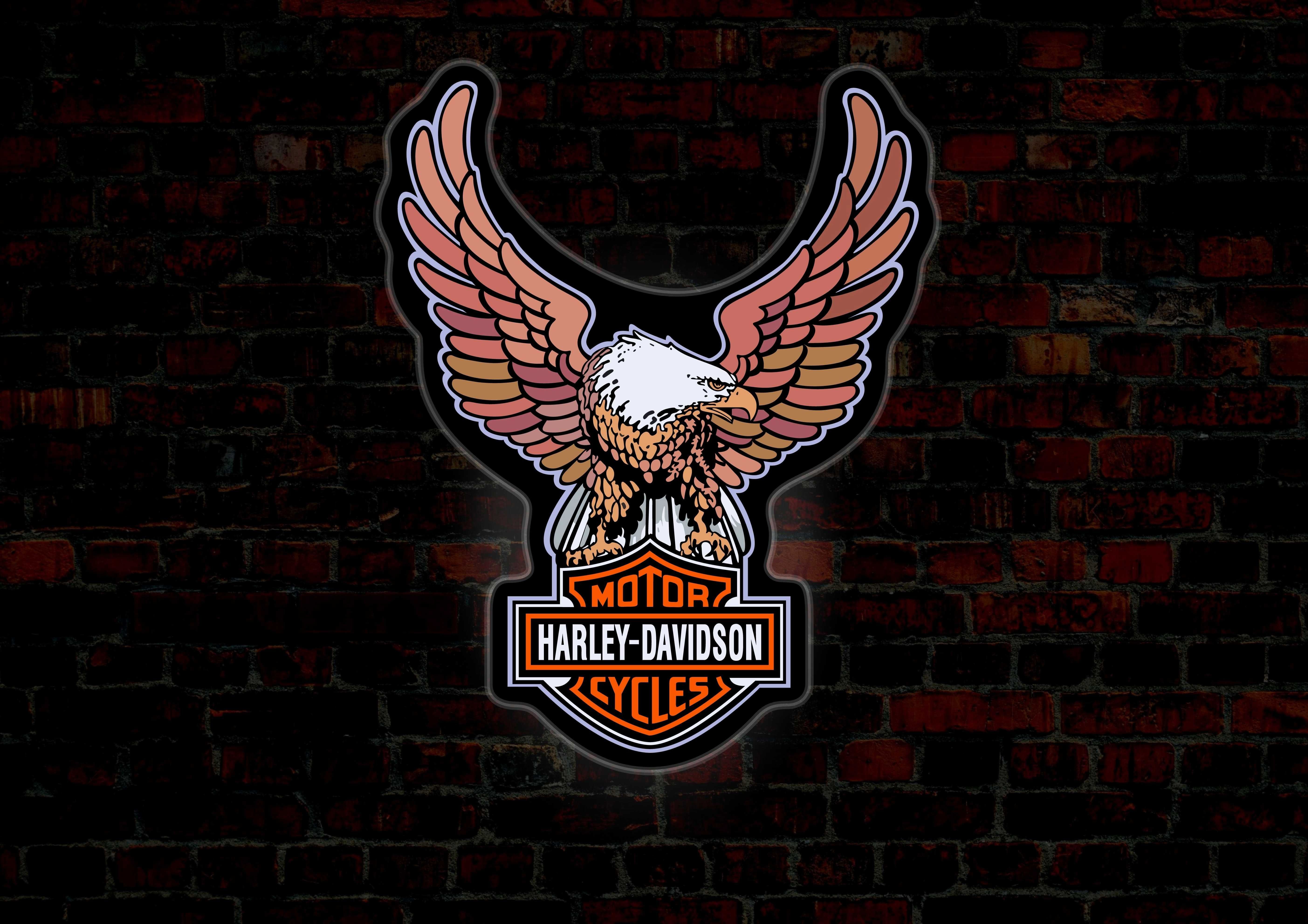 Emblemat HARLEY-DAVIDSON, Logo 3D, Reklama LED, NEON, Szyld, Prezent