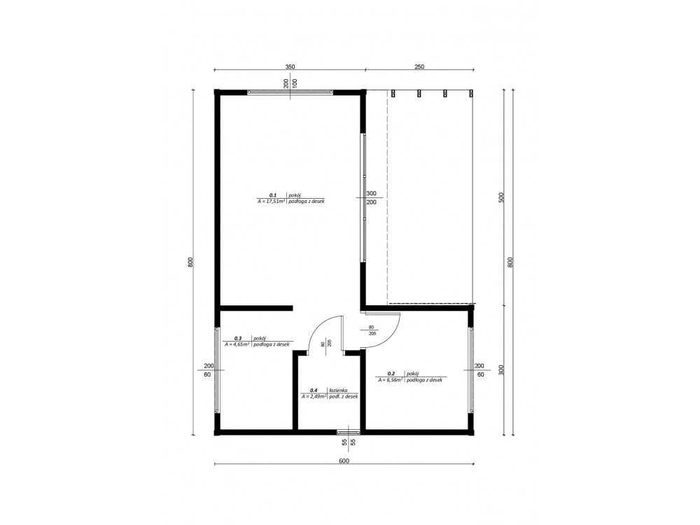 Dom letniskowy, domek drewniany, ogrodowy, do 70m2, 8x6m z tarasem