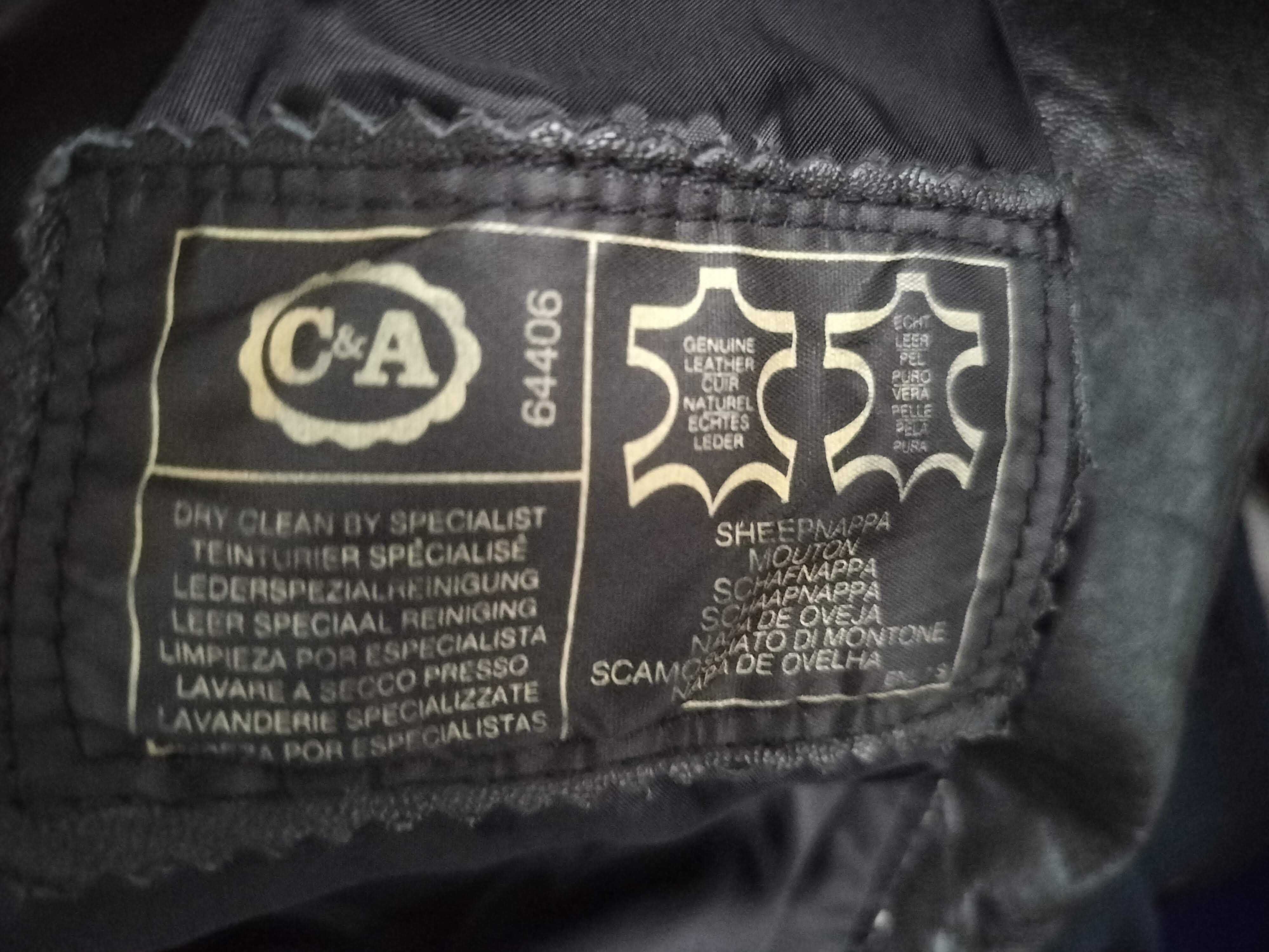 Kamizelka męska L skóra Ramoneska C&A tył wełniany oddychający 50extra