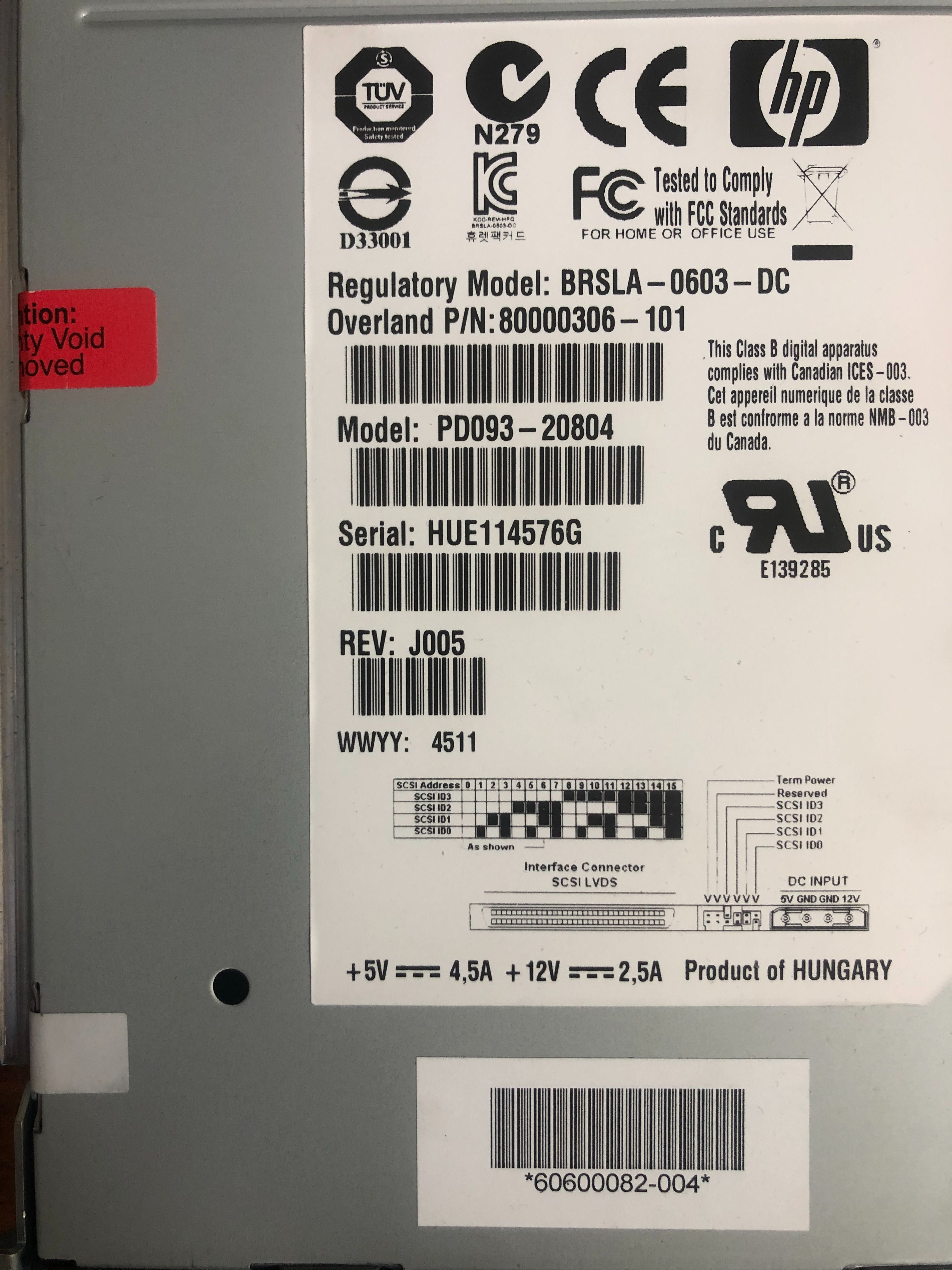 HP StorageWorks Ultrium PD093G#804 LTO-4 / BRSLA-0603-DC / POZNAŃ