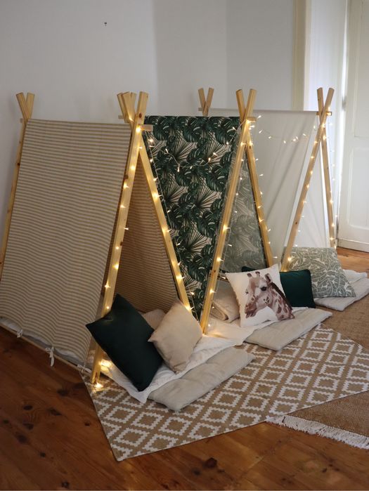 Material para festas de pijama com tendas