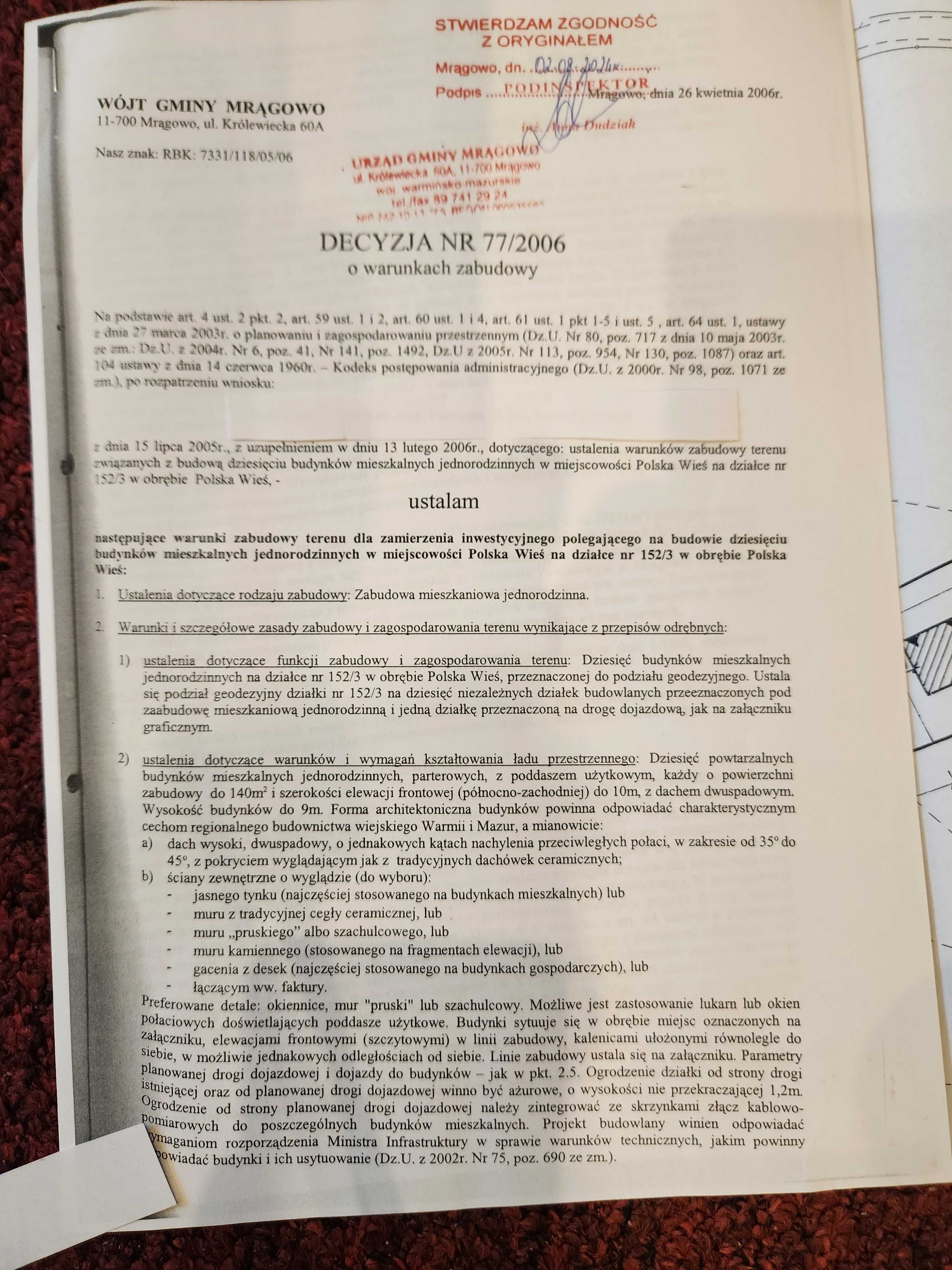 Dzialka budowlana 10000m2 Polska Wies/ Mragowo .Bez posrednikow