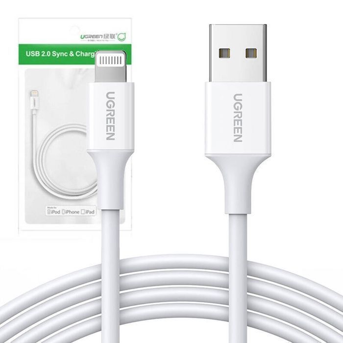 Niklowany Kabel Lightning Ugreen Mfi 1M Us155(Biały)