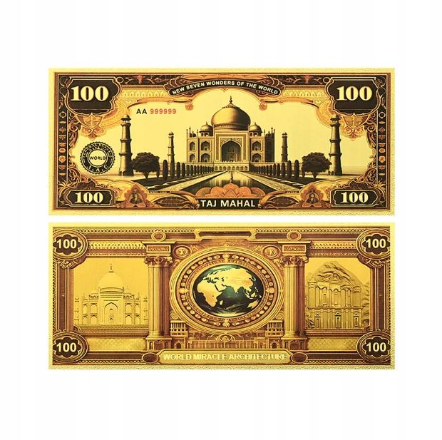 Złote Banknoty Kolekcjonerskie 7 Cudów Świata Komplet UNC