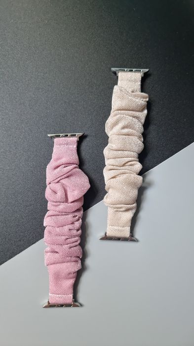 Scrunchie pasek do Apple Watch 42/44/45/49 mm - różowy / kurkuma