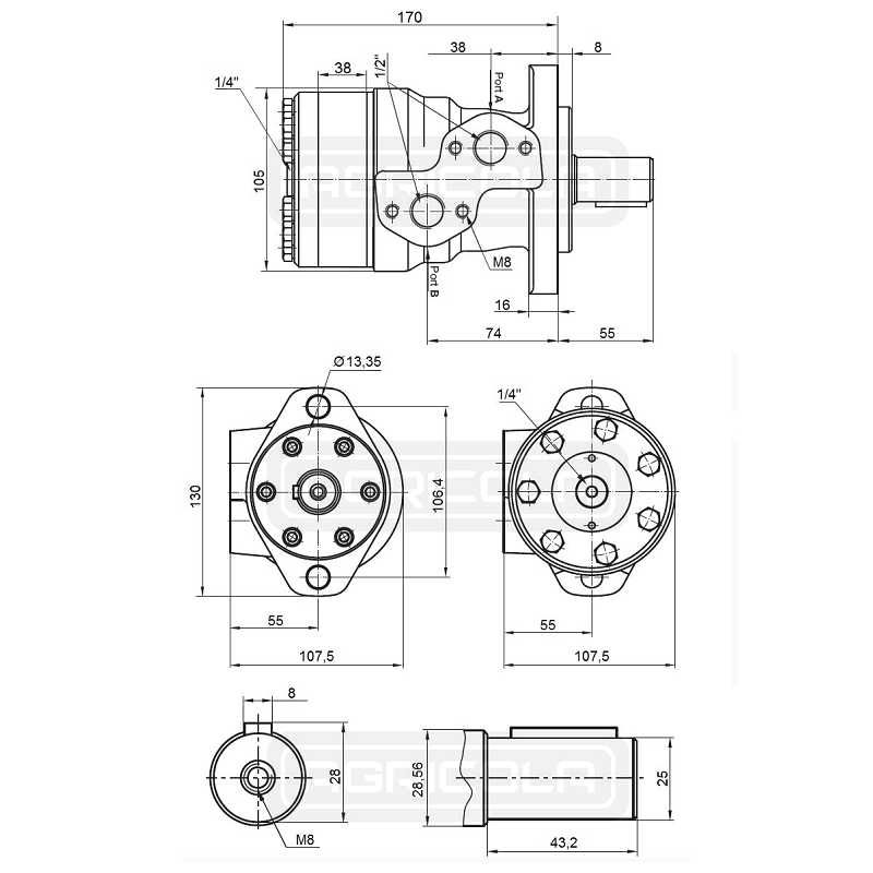 Silnik hydrauliczny BMR 200 O2 WC25 Z PŁ 90