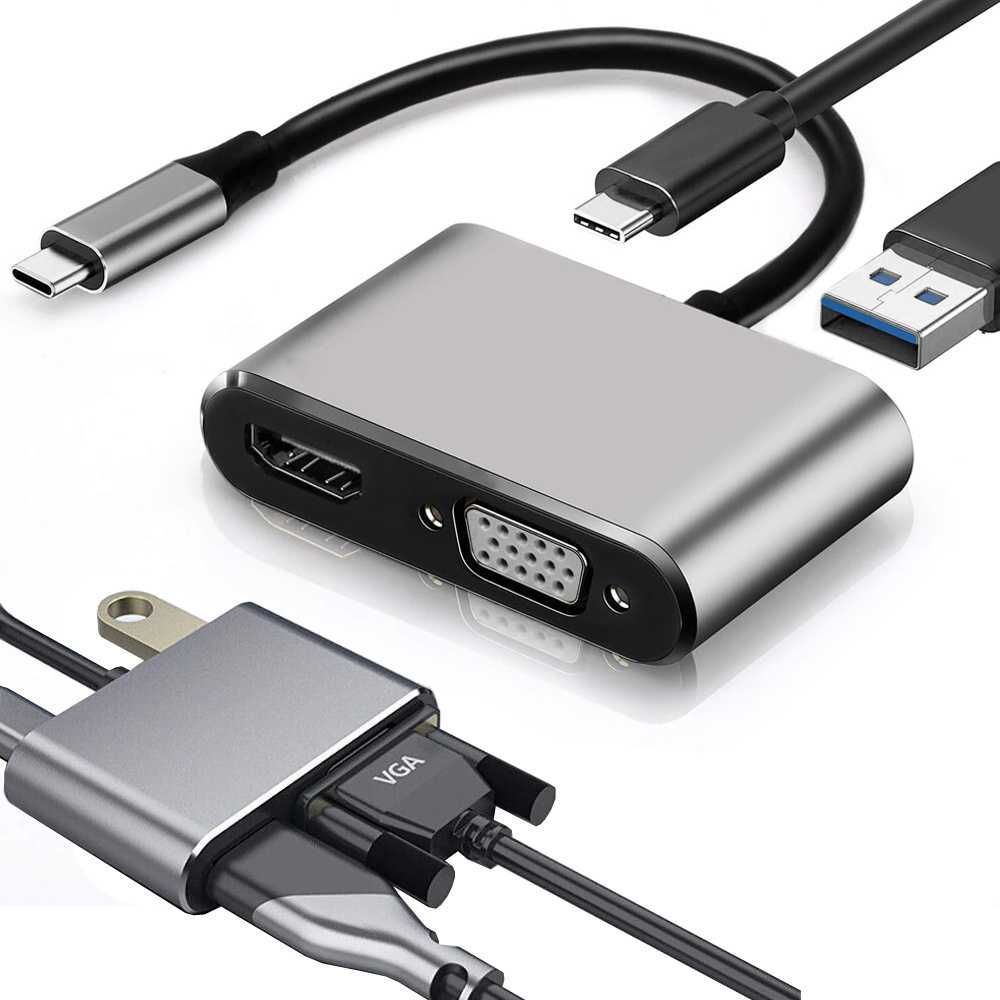 Adapter przejściówka usb-c do hdmi 4k vga hub usb 3.0 usb-c
