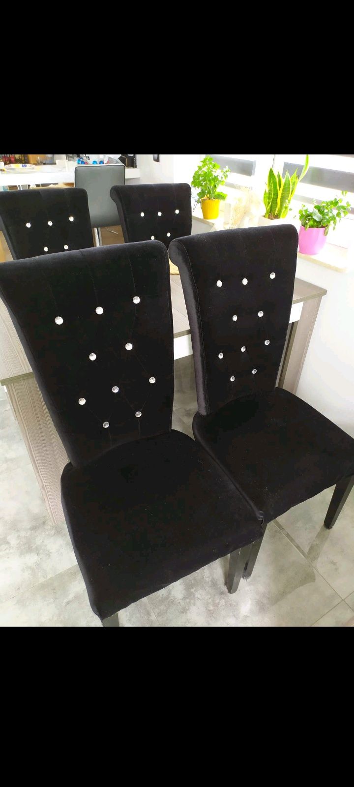 Krzesła welurowe Glamour pikowane 6 szt.