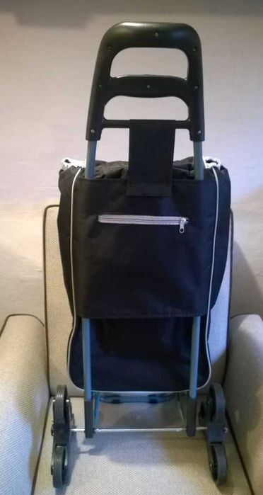 Torba na kółkach potrójnych wózek na zakupy składany solidny czarny