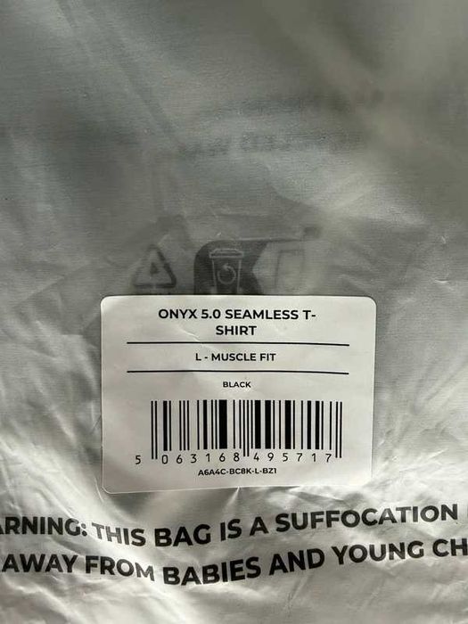 Gymshark Onyx 5.0 Seamless Short Sleeve T- Shirt - Black/Brand Blue XL