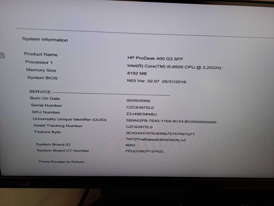 PC Desktop HP ProDesk 400 G3 i5-6500 SFF