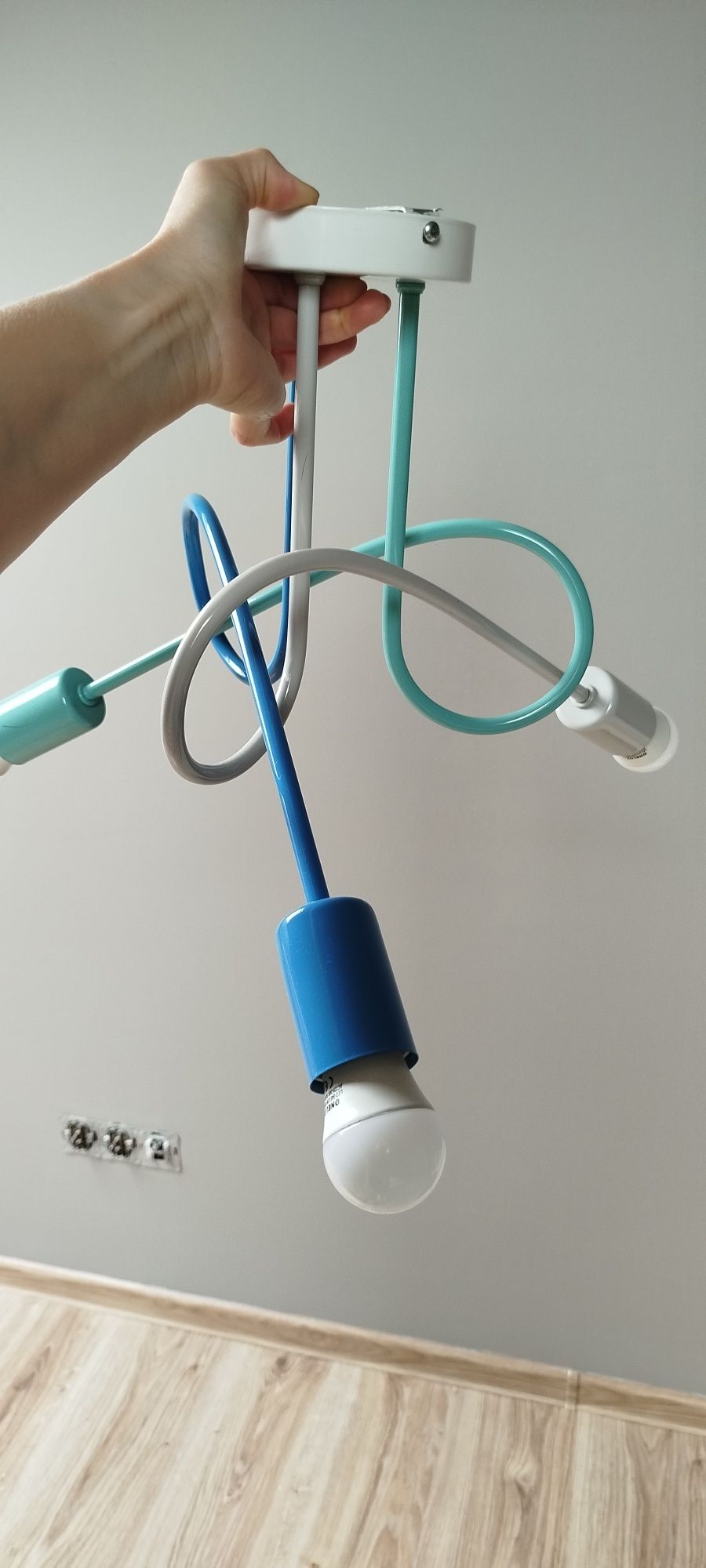Lampa sufitowa niebieski, szary, miętowy