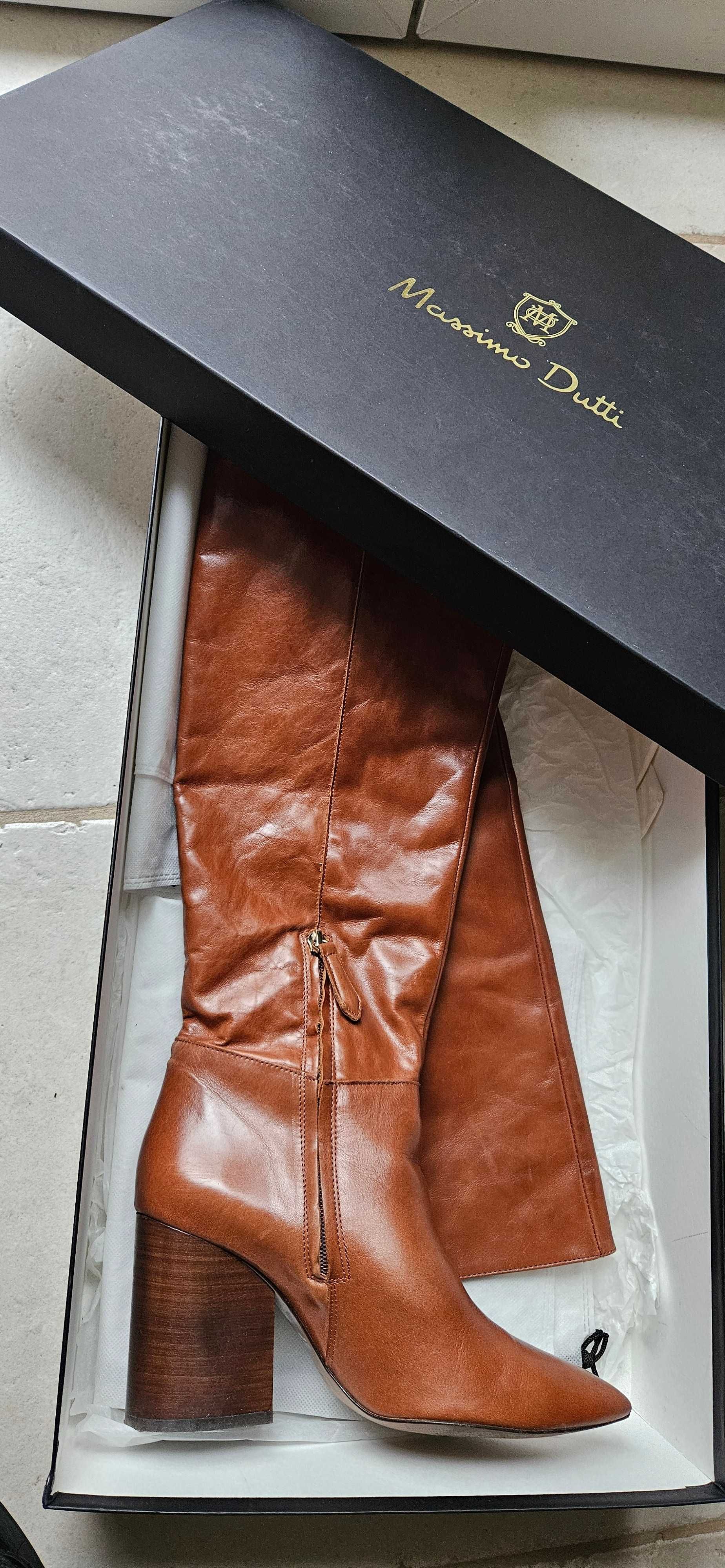 Kozaki Massimo Dutti prawdziwa skóra r 39