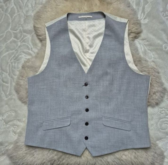 Kamizelka garniturowa M Szara Jasna Nowy Burton Menswear London