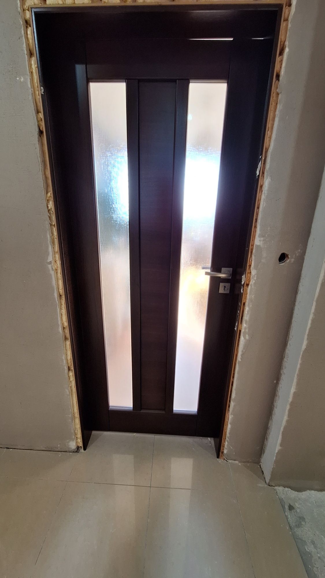 Drzwi pokojowe wewnętrzne z futryną, i okuciami brązowe, 80 cm