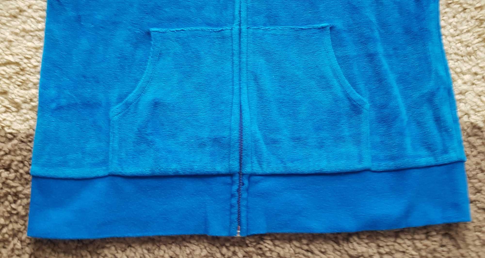 Bluza welurowa r. 164, niebieska, aplikacja, dla dziewczynki