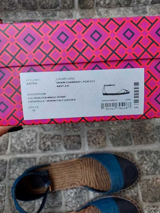 Dżinsowe espadryle ze skóry cielęcej Tory Burch 41