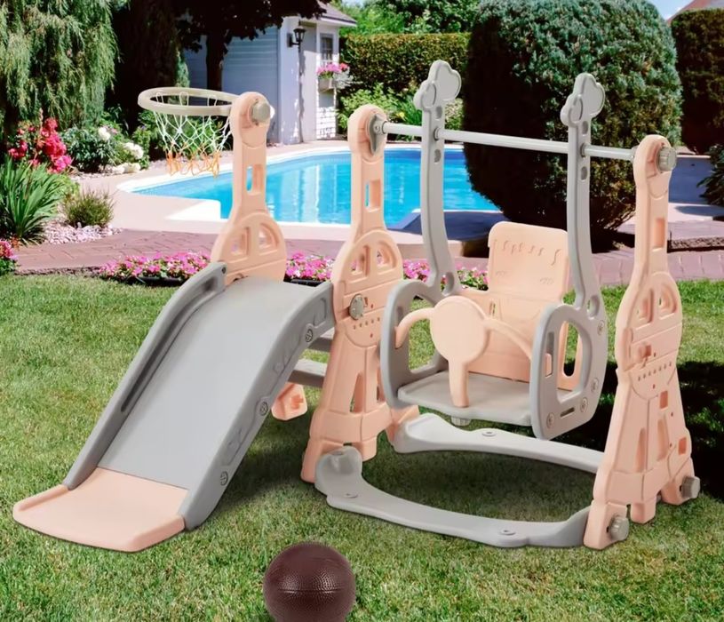 Promo %%% Mini plac zabaw 4 w 1  Zjeżdżalnia kosz huśtawka prezent na