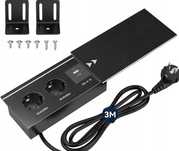 Gniazdko do Zabudowy 2 Gniazda USB C PD20 W Kabel 3m Czarne