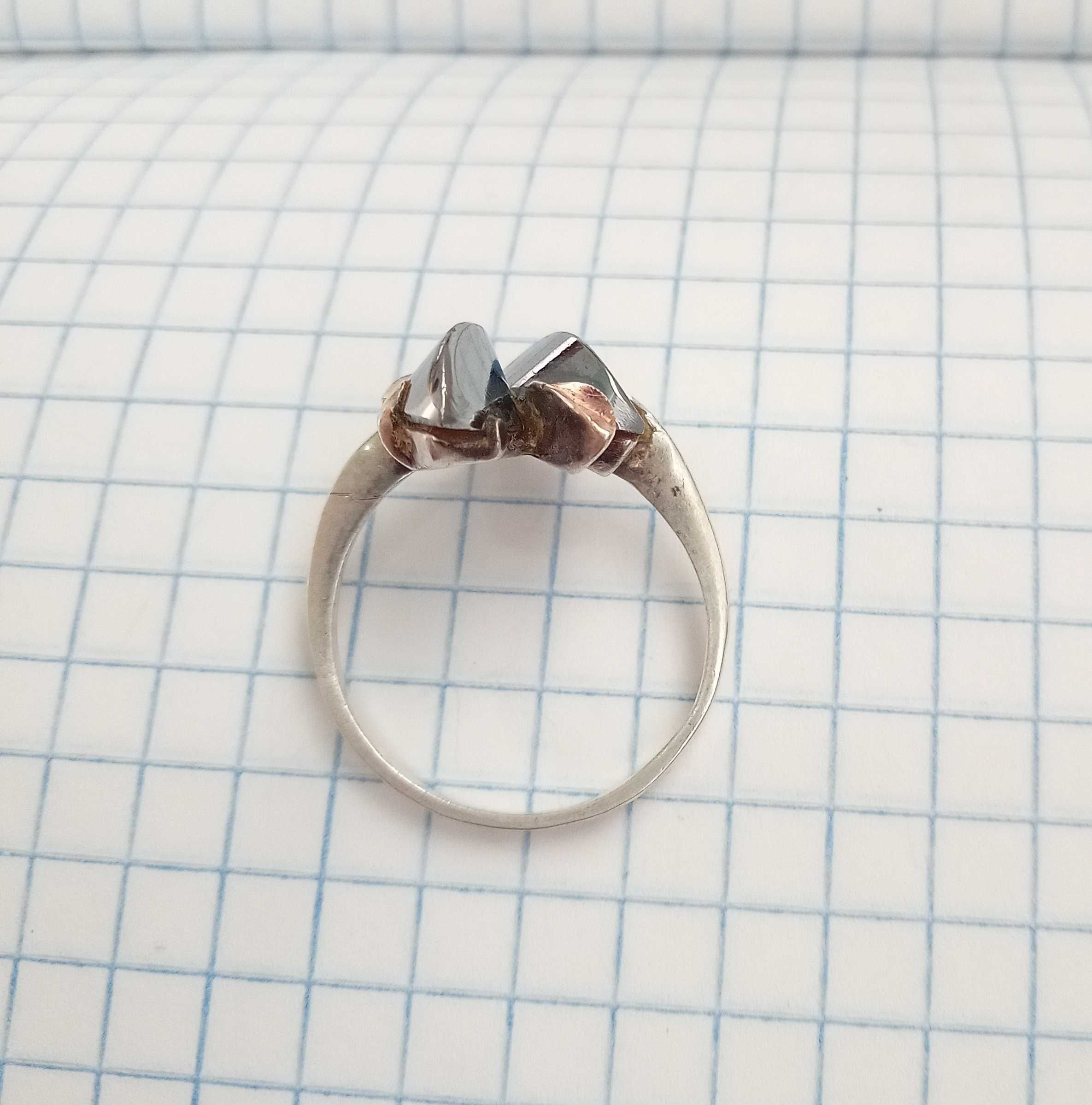 Кольцо перстень Чорні камінці, срібло 925 проба, накл. золото Вінтаж