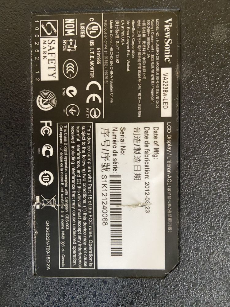 Продаються 2 монітора Lg та ViewSonic
