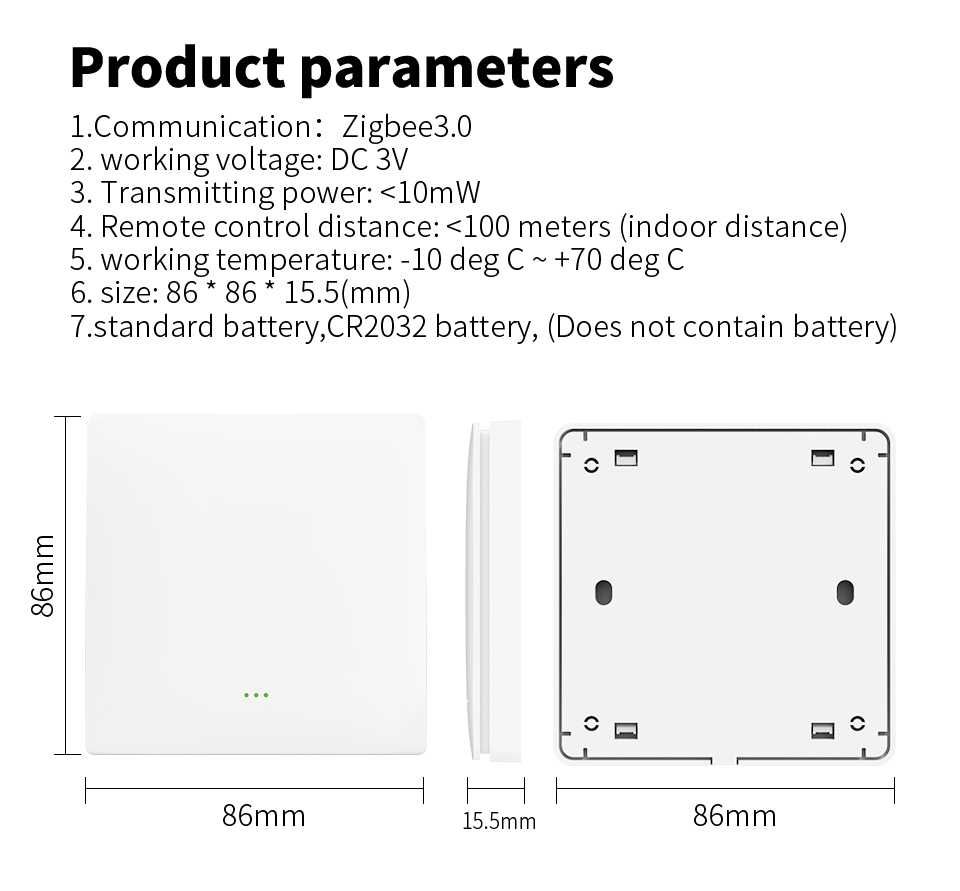 ZigBee wireless scene switch - bezprzewodowy 3-przyciskowy włącznik T