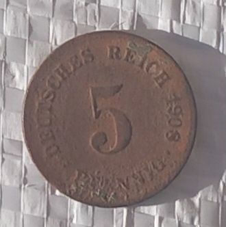 5 pfennig 1908 rok.