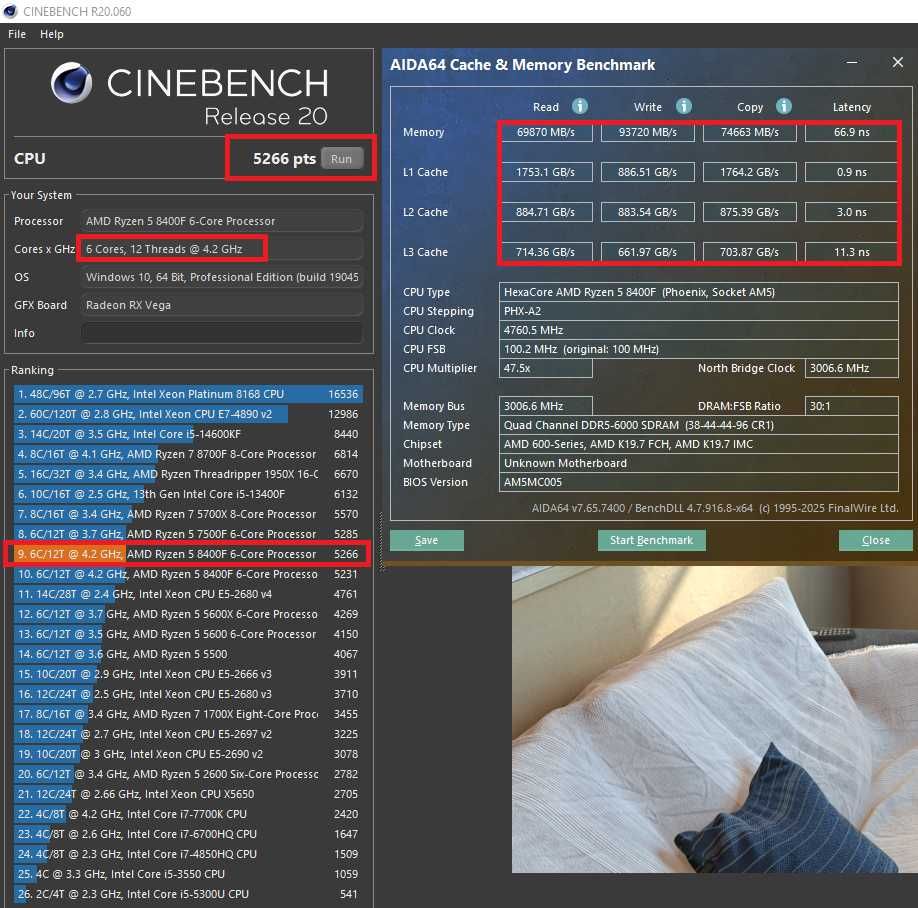 AMD Ryzen 5 8400F + B650 Материнська плата + 32 DDR5 RGB Комплект AM5