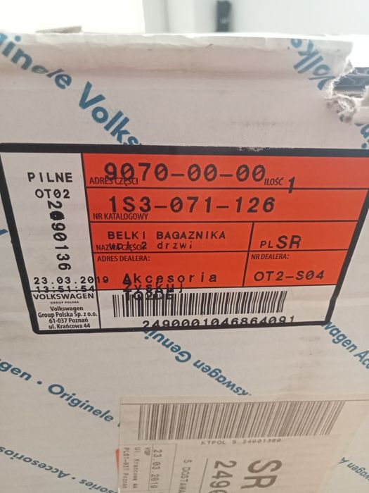 Bagażnik oryginalny VW up! Nowy
