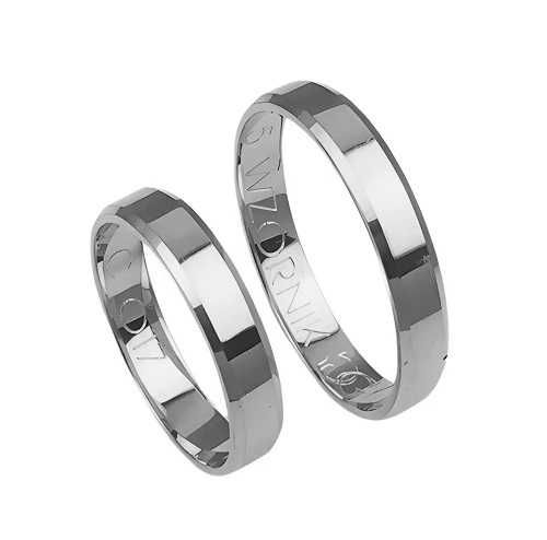 Obrączki ślubne z białego złota p.585 / fazowane/ 4,5mm