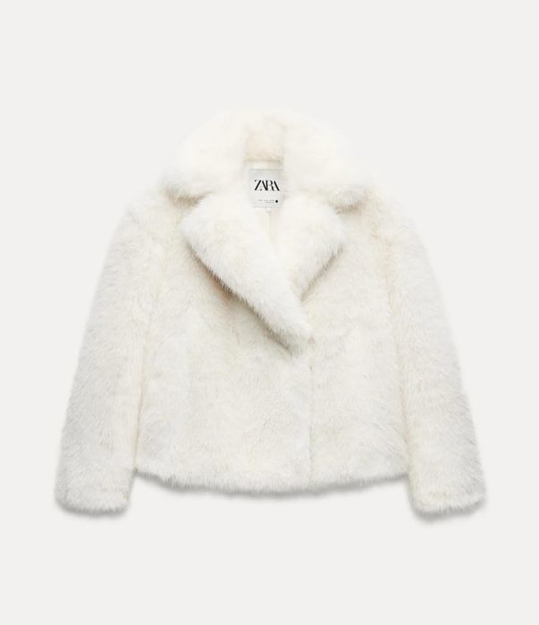 Нова біла шуба Zara шубка Зара дуже пухнаста густе хутро шуба Zara