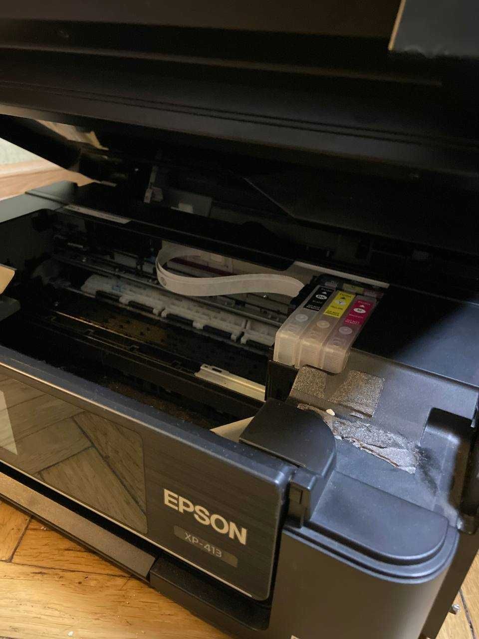 Принтер EPSON XP-413 з WI-FI + ПЗК картриджі + бонус