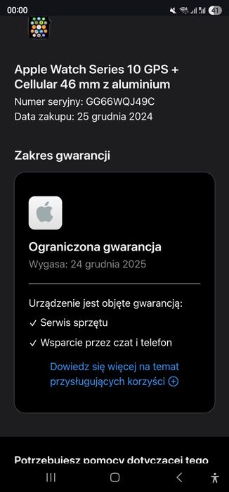 Apple Watch Series 10 (GPS + Cellular) z aluminium. Model A3003