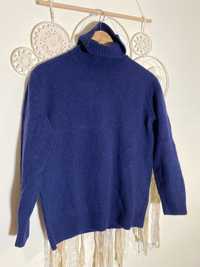 Camisola homem azul marinho de gola alta em lã