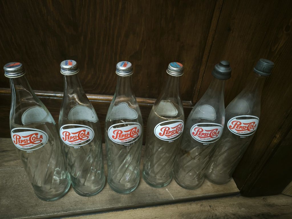 Butelka cola Pepsi PRL butelki old style 1l 6 sztuk kolekcjonerska