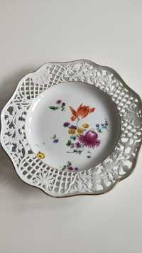 Miśnia Meissen talerz, patera ażurowy antyk kolekcjonerski porcelana