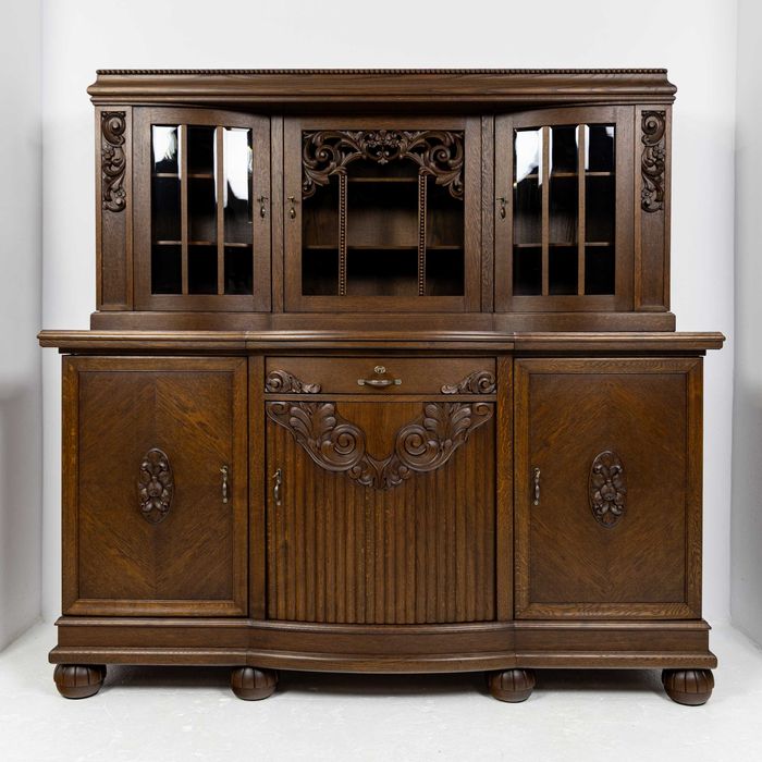 Stylowa jadalnia antyki kredens komoda okrągły stół 6 krzesła komplet