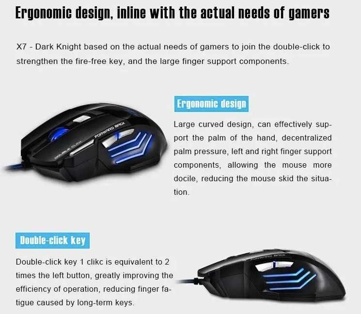 Mysz gamingowa do gier IMICE X7 2400 DPI 7-klawiszowa przewodowa LED