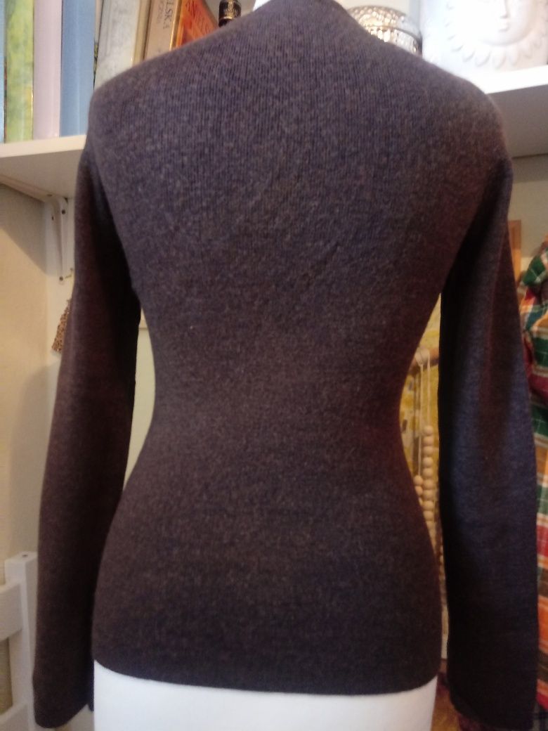 Brązowy pulower, 50% wełna, rozmiar S; OLD NAVY