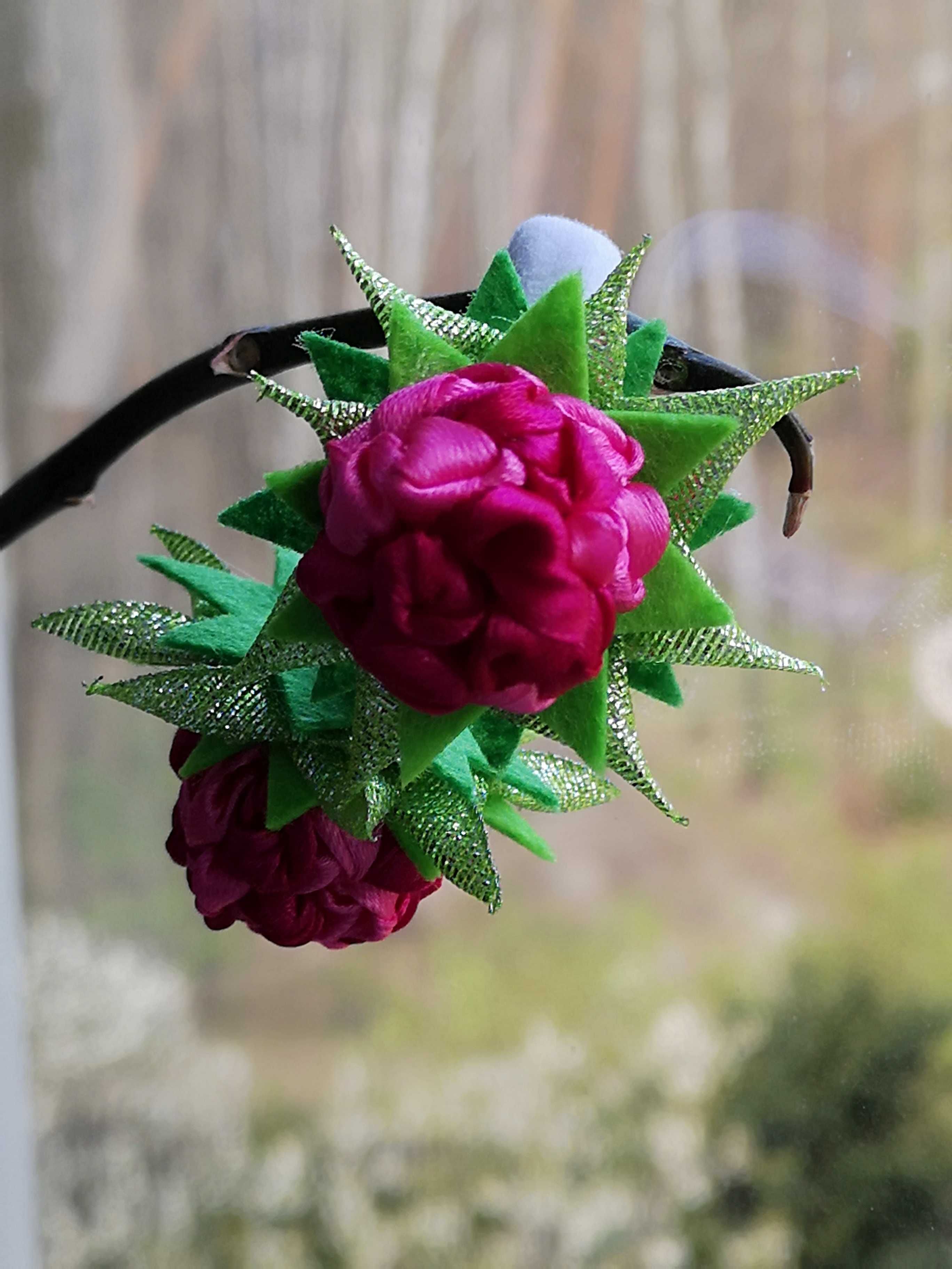 Gumka do włosów "Słodkie malinki" ze wstążek Handmade